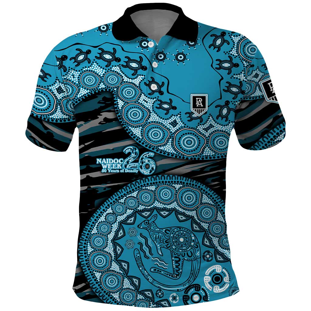 Port Adelaide NAIDOC Week 2026 Polo Shirt Australian Aboriginal Dot Art Dreamtime Pattern Style