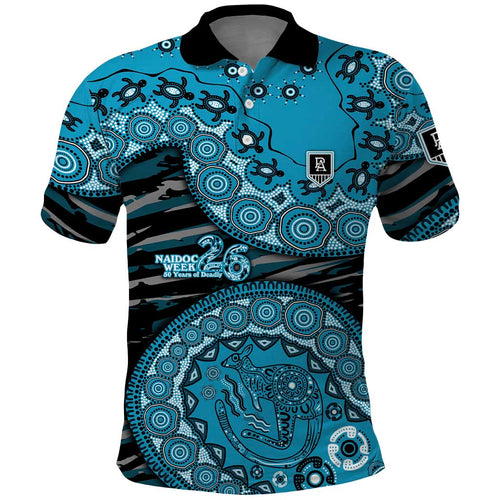 Port Adelaide NAIDOC Week 2026 Polo Shirt Australian Aboriginal Dot Art Dreamtime Pattern Style