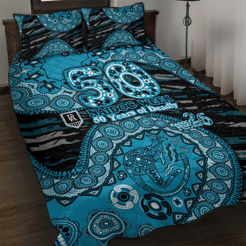 Port Adelaide NAIDOC Week 2026 Quilt Bed Set Australian Aboriginal Dot Art Dreamtime Pattern Style