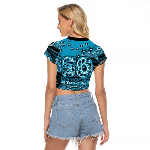 Port Adelaide NAIDOC Week 2026 Raglan Cropped T Shirt Australian Aboriginal Dot Art Dreamtime Pattern Style