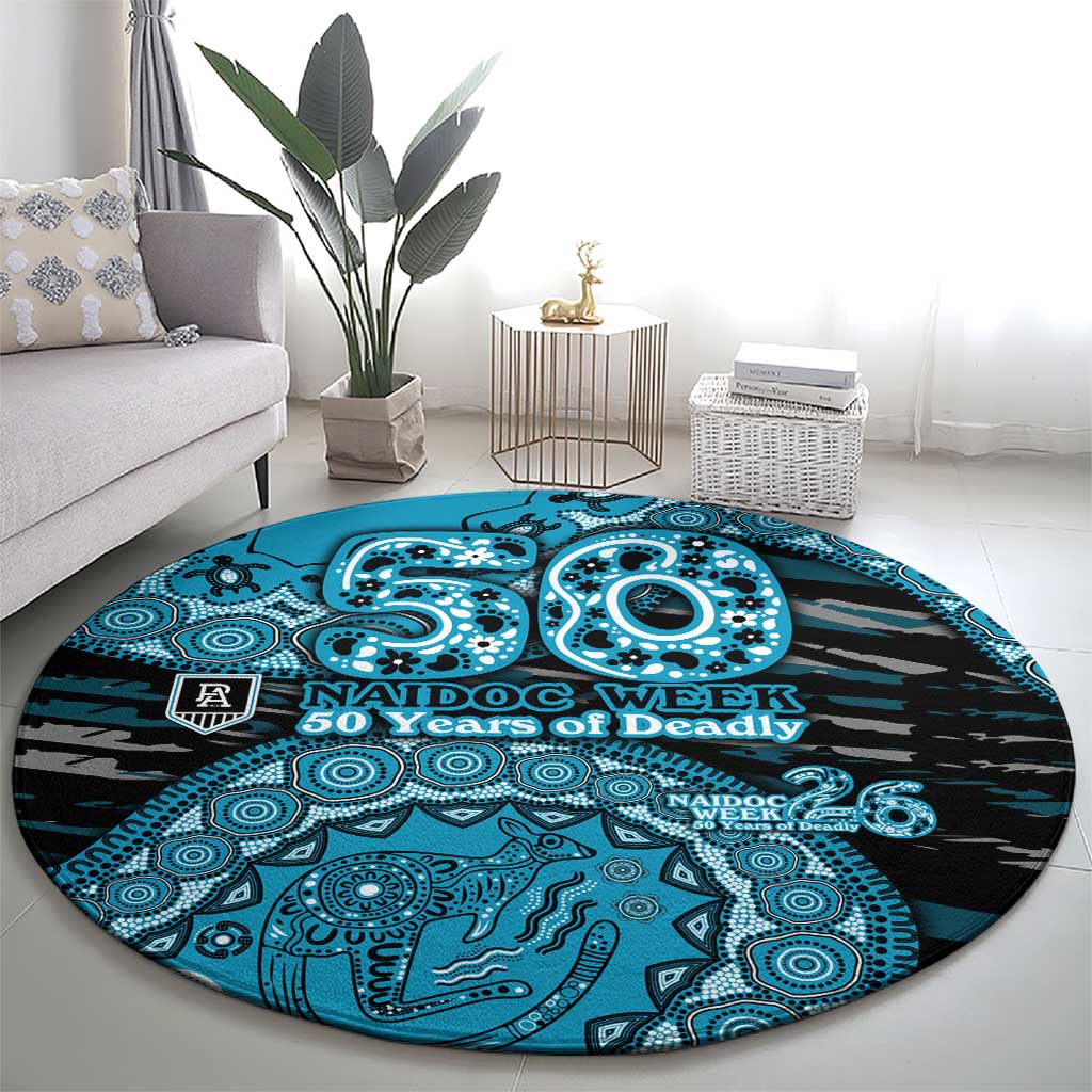 Port Adelaide NAIDOC Week 2026 Round Carpet Australian Aboriginal Dot Art Dreamtime Pattern Style