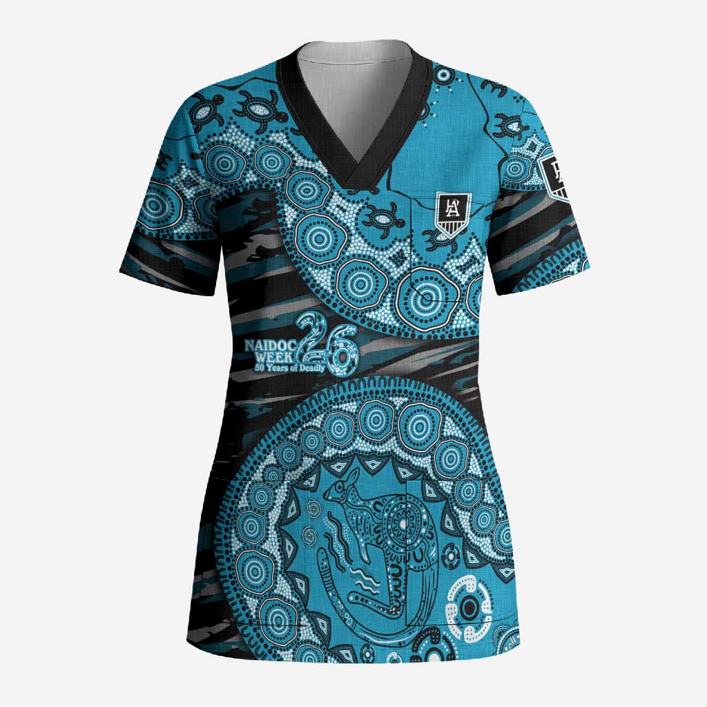 Port Adelaide NAIDOC Week 2026 Scrub Top Australian Aboriginal Dot Art Dreamtime Pattern Style