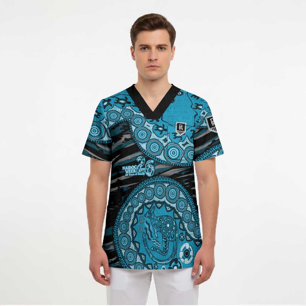 Port Adelaide NAIDOC Week 2026 Scrub Top Australian Aboriginal Dot Art Dreamtime Pattern Style