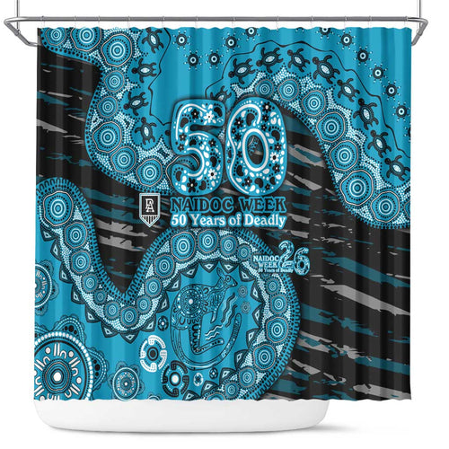 Port Adelaide NAIDOC Week 2026 Shower Curtain Australian Aboriginal Dot Art Dreamtime Pattern Style