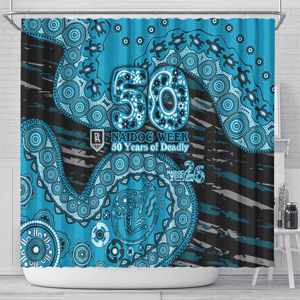 Port Adelaide NAIDOC Week 2026 Shower Curtain Australian Aboriginal Dot Art Dreamtime Pattern Style