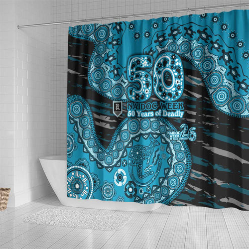 Port Adelaide NAIDOC Week 2026 Shower Curtain Australian Aboriginal Dot Art Dreamtime Pattern Style