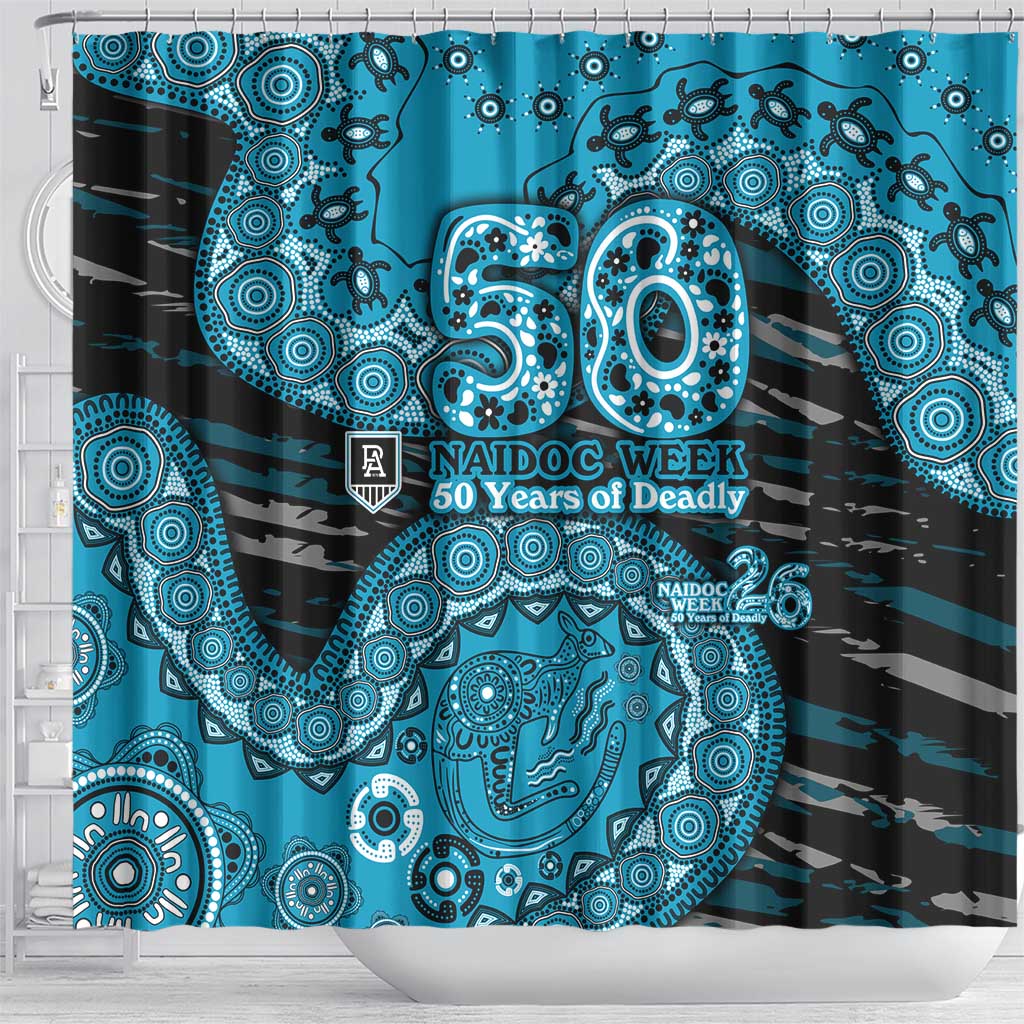 Port Adelaide NAIDOC Week 2026 Shower Curtain Australian Aboriginal Dot Art Dreamtime Pattern Style