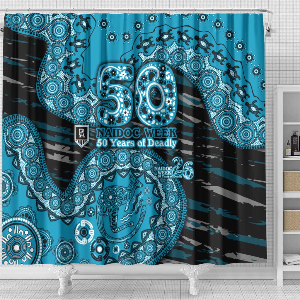 Port Adelaide NAIDOC Week 2026 Shower Curtain Australian Aboriginal Dot Art Dreamtime Pattern Style