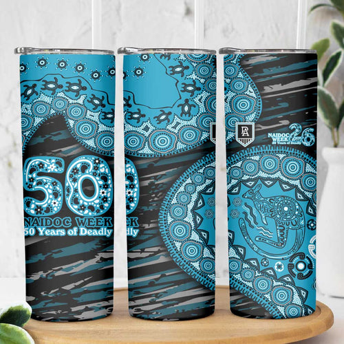 Port Adelaide NAIDOC Week 2026 Skinny Tumbler Australian Aboriginal Dot Art Dreamtime Pattern Style