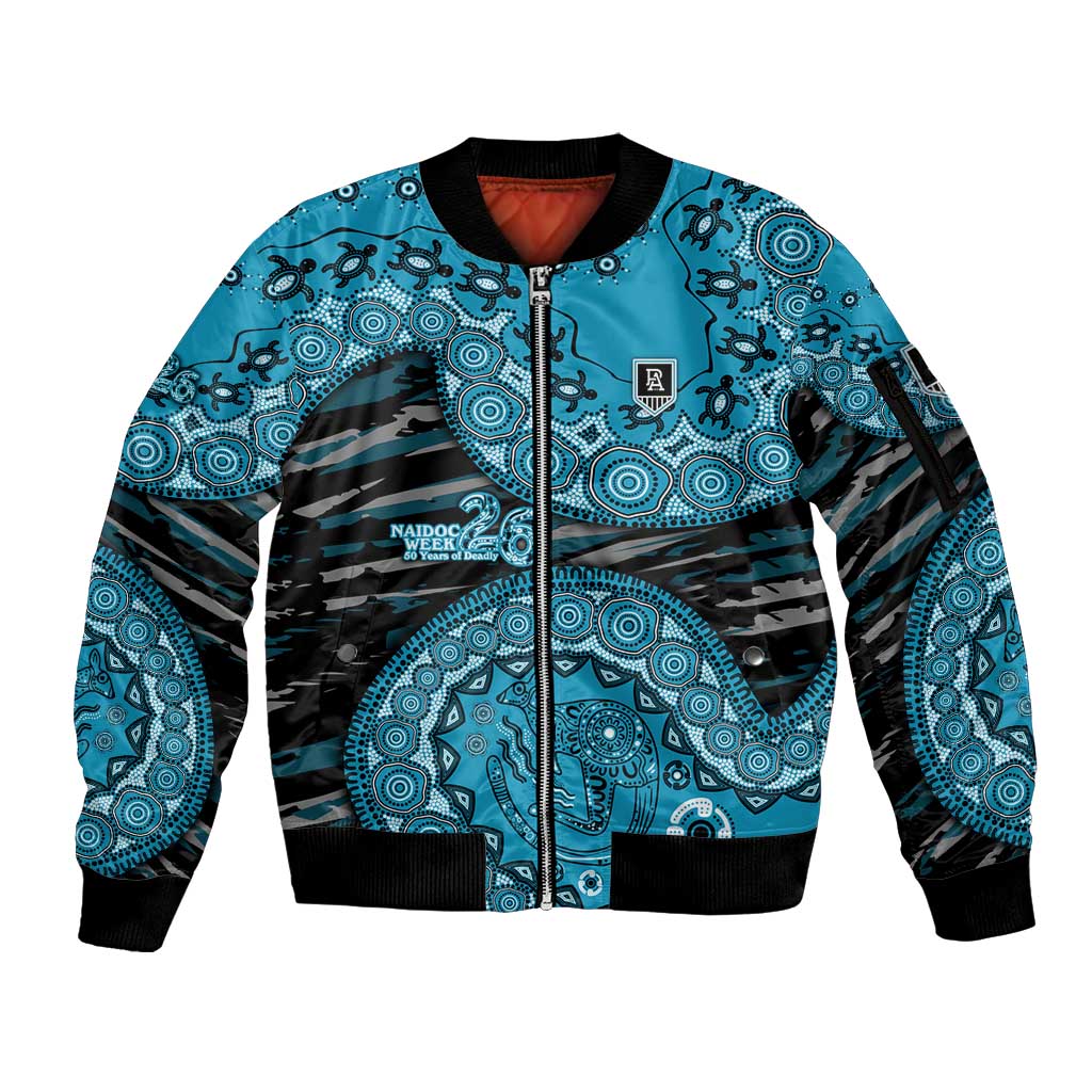 Port Adelaide NAIDOC Week 2026 Sleeve Zip Bomber Jacket Australian Aboriginal Dot Art Dreamtime Pattern Style