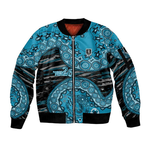 Port Adelaide NAIDOC Week 2026 Sleeve Zip Bomber Jacket Australian Aboriginal Dot Art Dreamtime Pattern Style