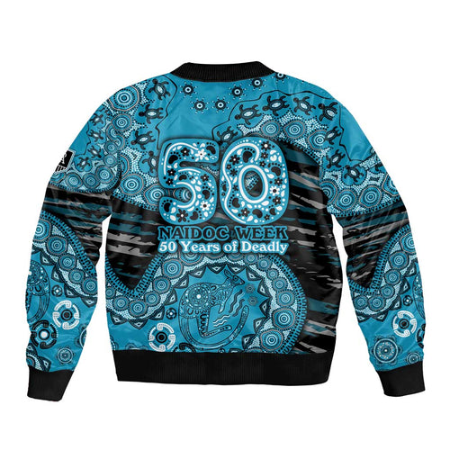 Port Adelaide NAIDOC Week 2026 Sleeve Zip Bomber Jacket Australian Aboriginal Dot Art Dreamtime Pattern Style