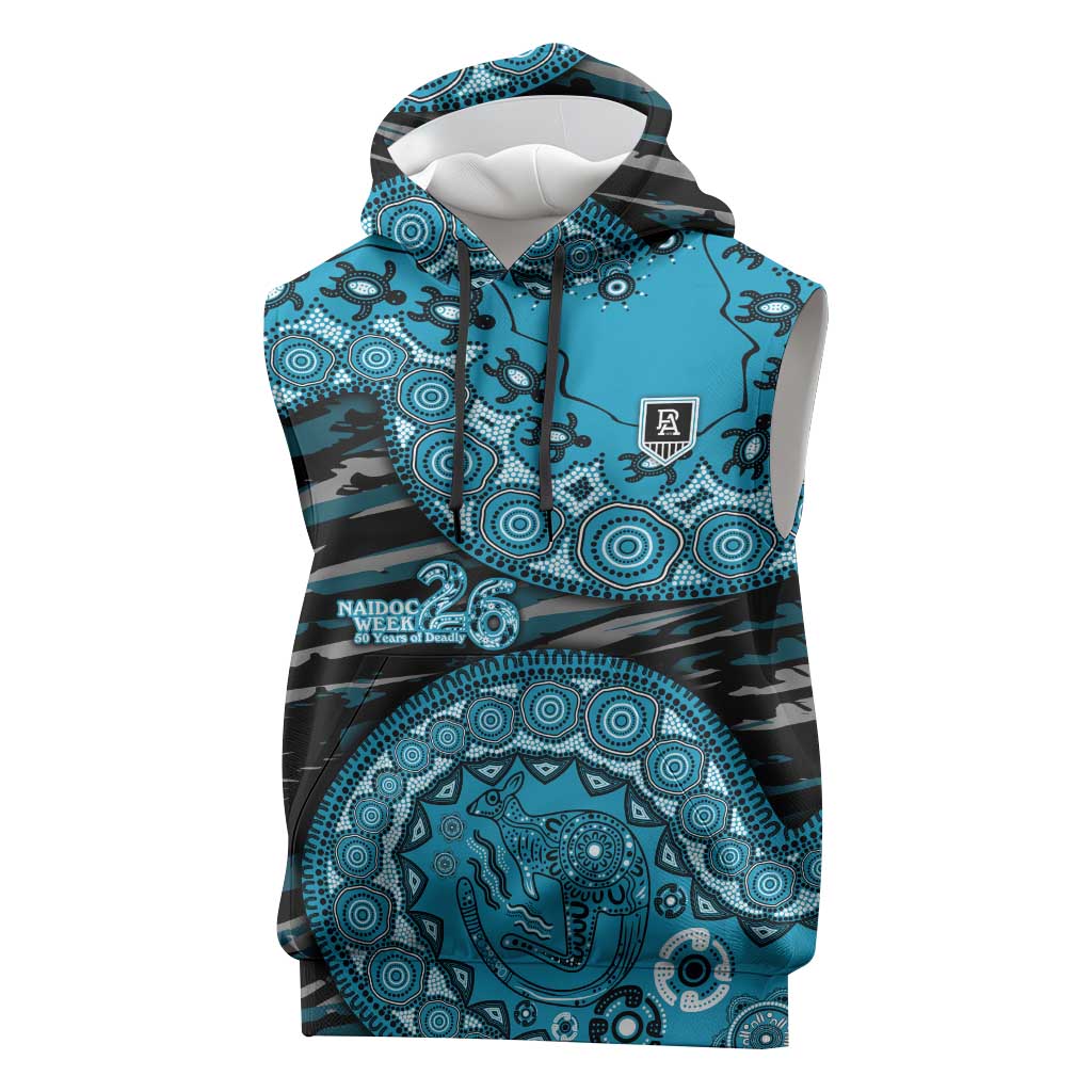 Port Adelaide NAIDOC Week 2026 Sleeveless Hoodie Australian Aboriginal Dot Art Dreamtime Pattern Style