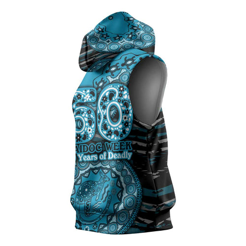 Port Adelaide NAIDOC Week 2026 Sleeveless Hoodie Australian Aboriginal Dot Art Dreamtime Pattern Style