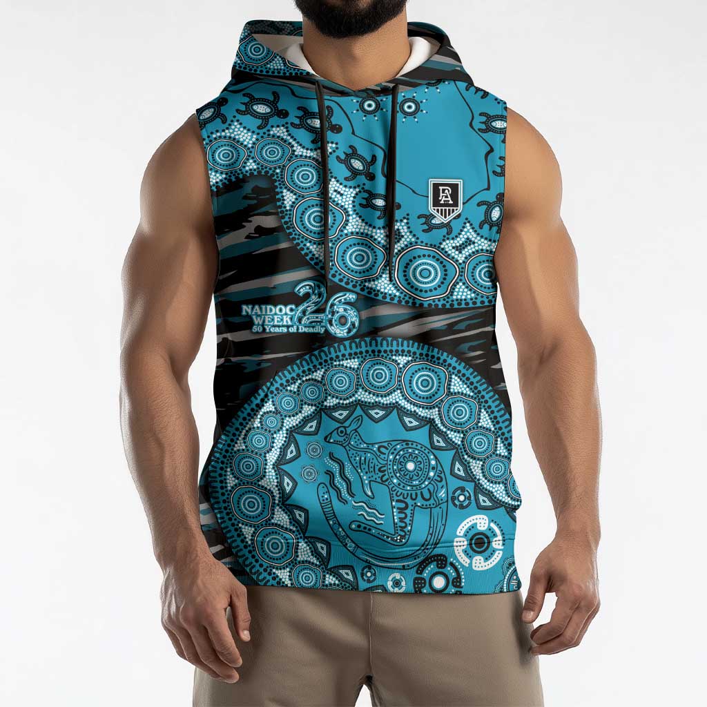 Port Adelaide NAIDOC Week 2026 Sleeveless Hoodie Australian Aboriginal Dot Art Dreamtime Pattern Style