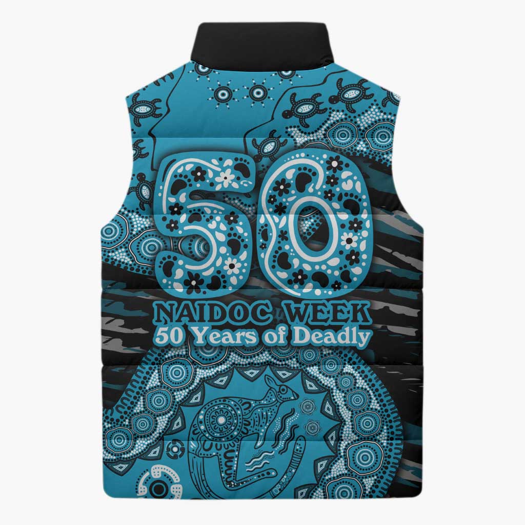 Port Adelaide NAIDOC Week 2026 Sleeveless Puffer Jacket Australian Aboriginal Dot Art Dreamtime Pattern Style