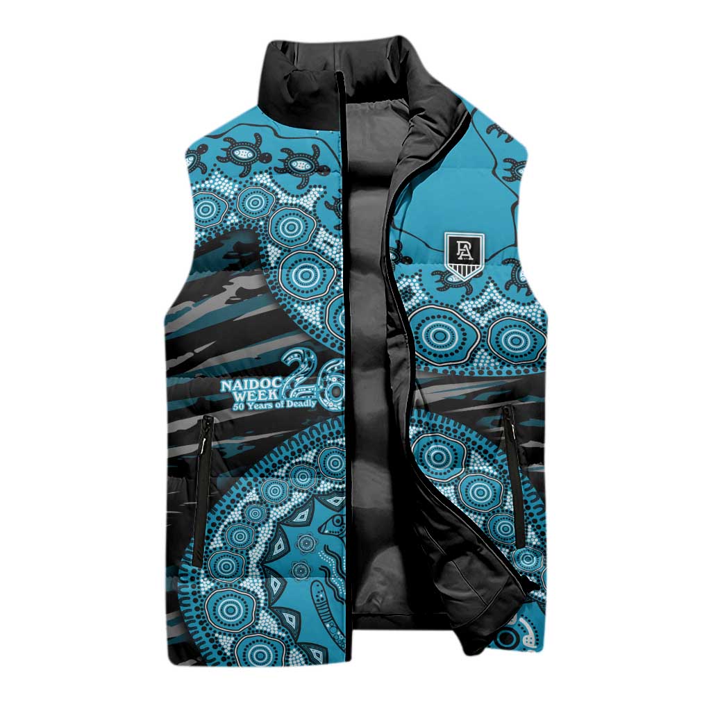 Port Adelaide NAIDOC Week 2026 Sleeveless Puffer Jacket Australian Aboriginal Dot Art Dreamtime Pattern Style