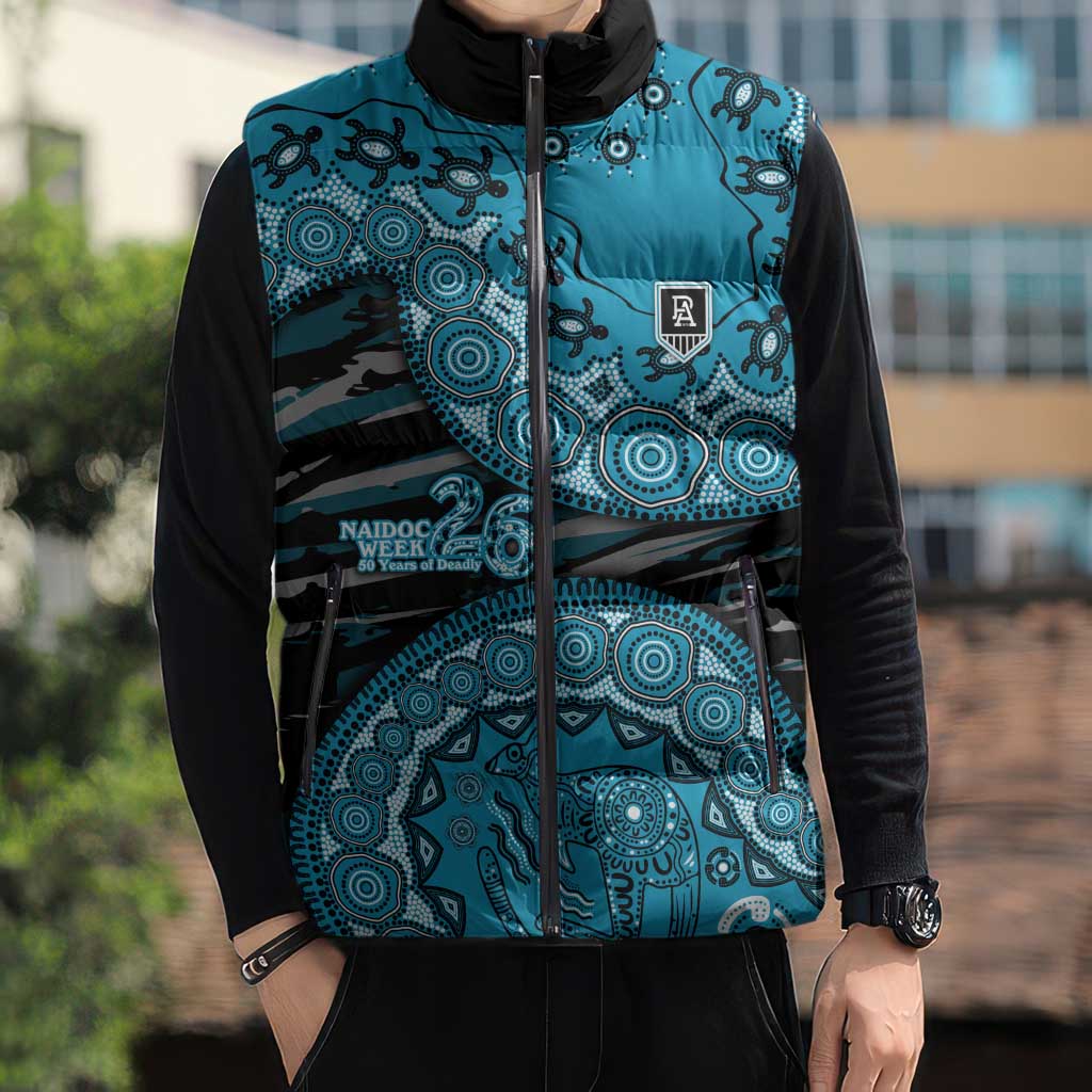 Port Adelaide NAIDOC Week 2026 Sleeveless Puffer Jacket Australian Aboriginal Dot Art Dreamtime Pattern Style