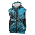 Port Adelaide NAIDOC Week 2026 Sleeveless Zip Hoodie Australian Aboriginal Dot Art Dreamtime Pattern Style