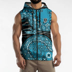 Port Adelaide NAIDOC Week 2026 Sleeveless Zip Hoodie Australian Aboriginal Dot Art Dreamtime Pattern Style