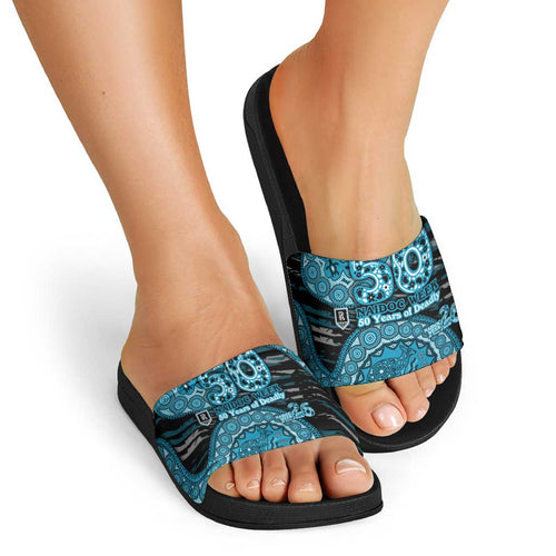Port Adelaide NAIDOC Week 2026 Slide Sandals Australian Aboriginal Dot Art Dreamtime Pattern Style