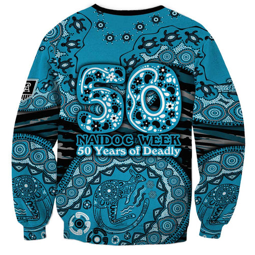 Port Adelaide NAIDOC Week 2026 Sweatshirt Australian Aboriginal Dot Art Dreamtime Pattern Style
