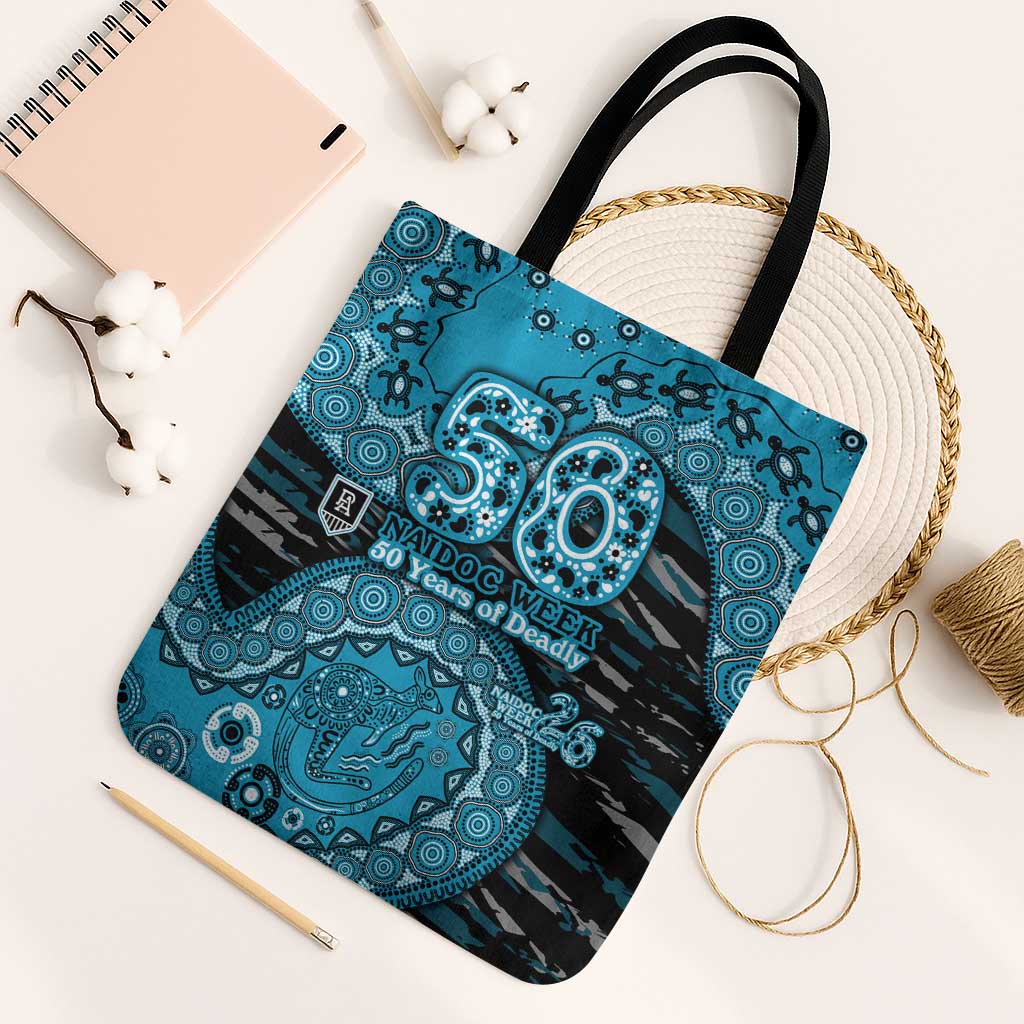 Port Adelaide NAIDOC Week 2026 Tote Bag Australian Aboriginal Dot Art Dreamtime Pattern Style