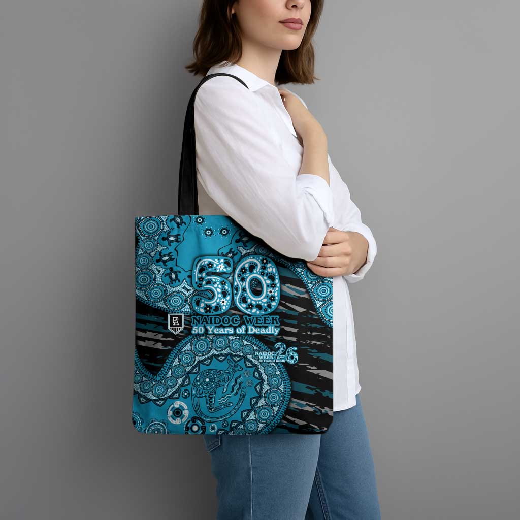 Port Adelaide NAIDOC Week 2026 Tote Bag Australian Aboriginal Dot Art Dreamtime Pattern Style