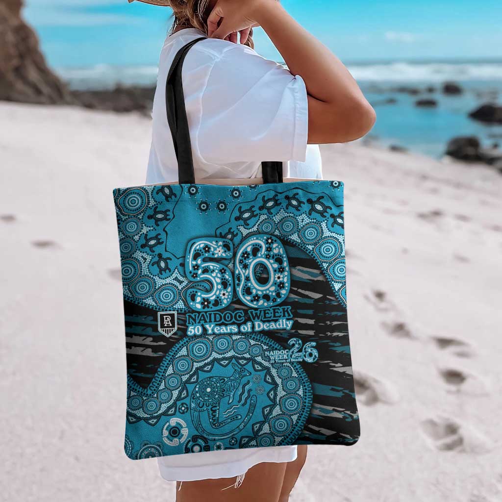 Port Adelaide NAIDOC Week 2026 Tote Bag Australian Aboriginal Dot Art Dreamtime Pattern Style