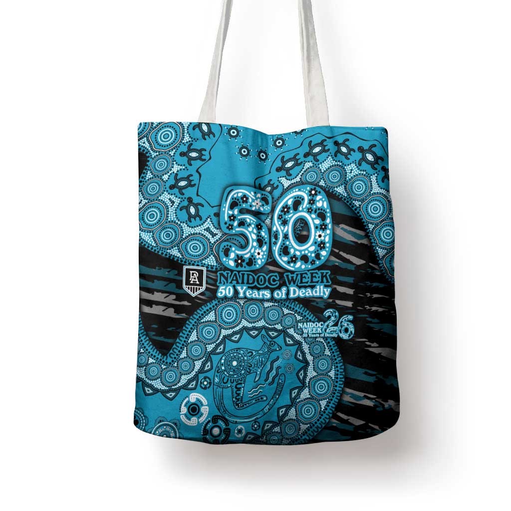 Port Adelaide NAIDOC Week 2026 Tote Bag Australian Aboriginal Dot Art Dreamtime Pattern Style
