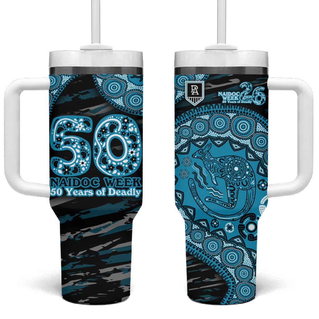 Port Adelaide NAIDOC Week 2026 Tumbler With Handle Australian Aboriginal Dot Art Dreamtime Pattern Style