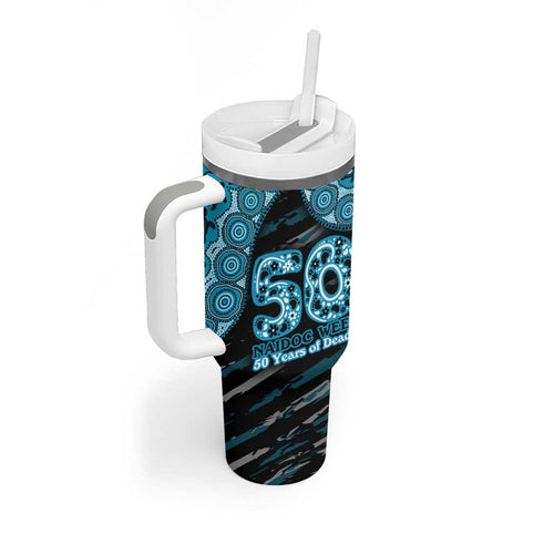 Port Adelaide NAIDOC Week 2026 Tumbler With Handle Australian Aboriginal Dot Art Dreamtime Pattern Style