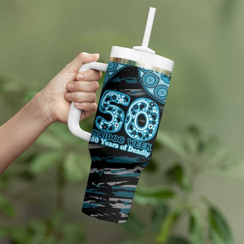 Port Adelaide NAIDOC Week 2026 Tumbler With Handle Australian Aboriginal Dot Art Dreamtime Pattern Style