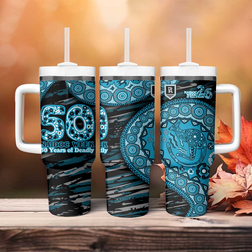 Port Adelaide NAIDOC Week 2026 Tumbler With Handle Australian Aboriginal Dot Art Dreamtime Pattern Style