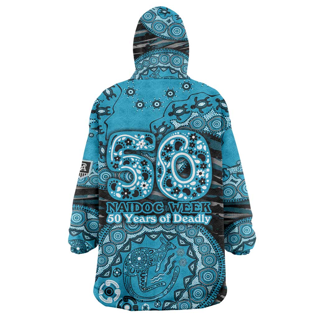 Port Adelaide NAIDOC Week 2026 Wearable Blanket Hoodie Australian Aboriginal Dot Art Dreamtime Pattern Style