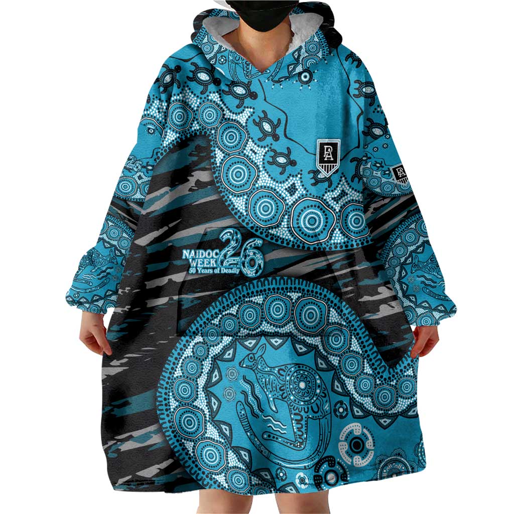 Port Adelaide NAIDOC Week 2026 Wearable Blanket Hoodie Australian Aboriginal Dot Art Dreamtime Pattern Style