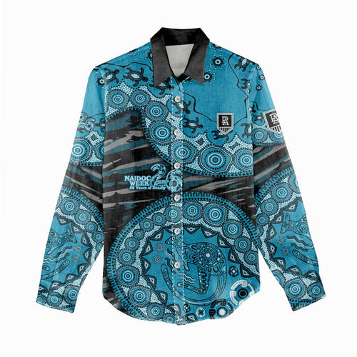 Port Adelaide NAIDOC Week 2026 Women Casual Shirt Australian Aboriginal Dot Art Dreamtime Pattern Style