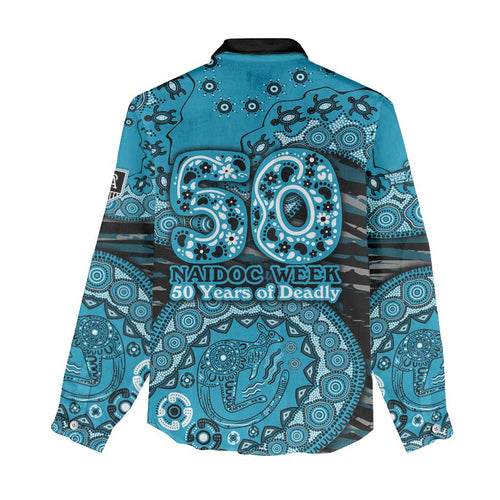 Port Adelaide NAIDOC Week 2026 Women Casual Shirt Australian Aboriginal Dot Art Dreamtime Pattern Style