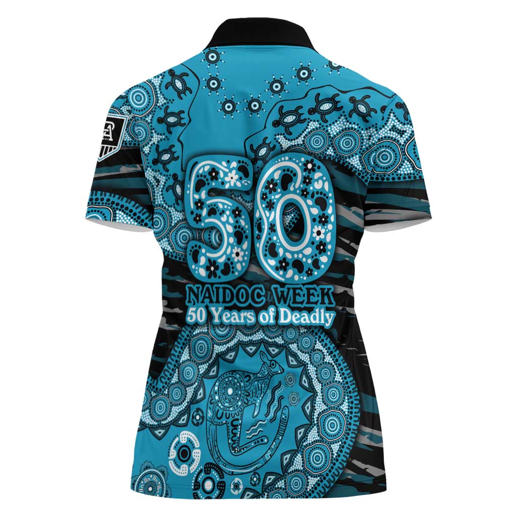 Port Adelaide NAIDOC Week 2026 Women Polo Shirt Australian Aboriginal Dot Art Dreamtime Pattern Style