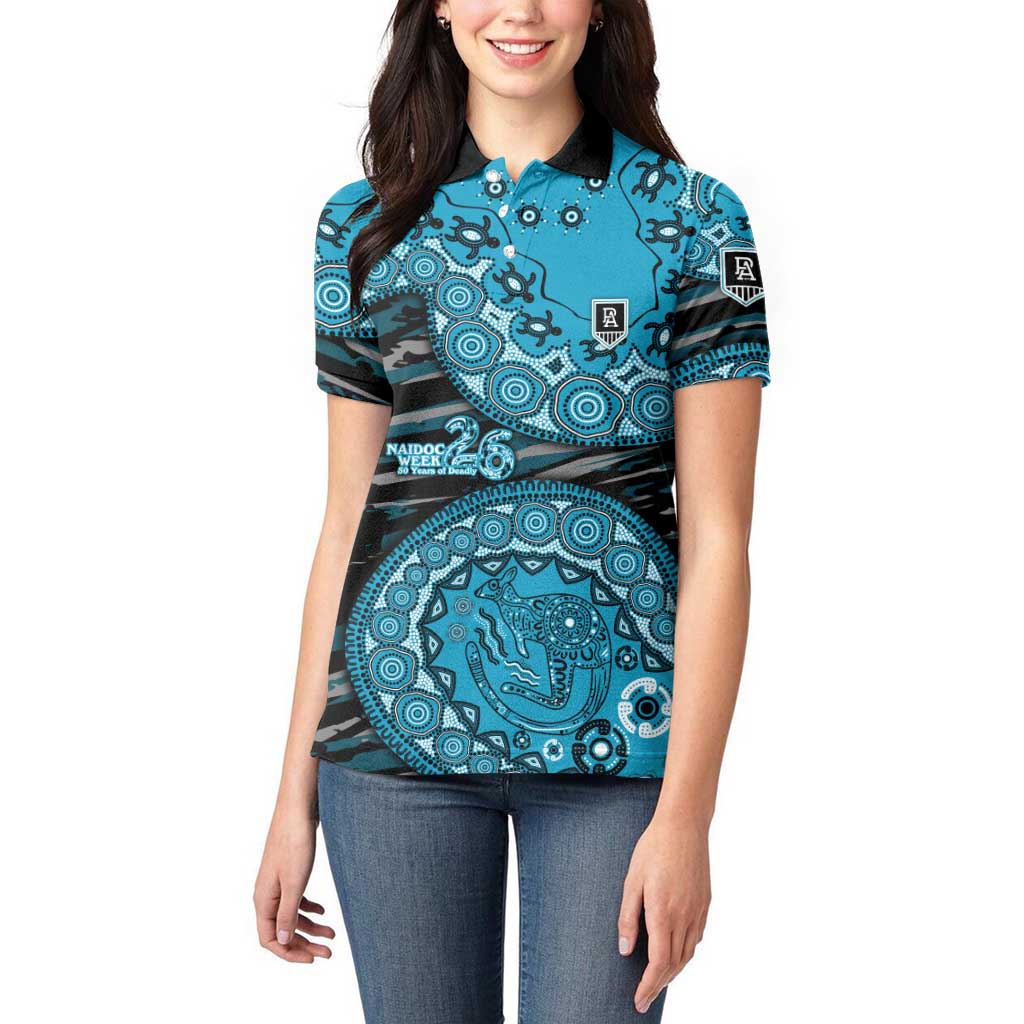 Port Adelaide NAIDOC Week 2026 Women Polo Shirt Australian Aboriginal Dot Art Dreamtime Pattern Style