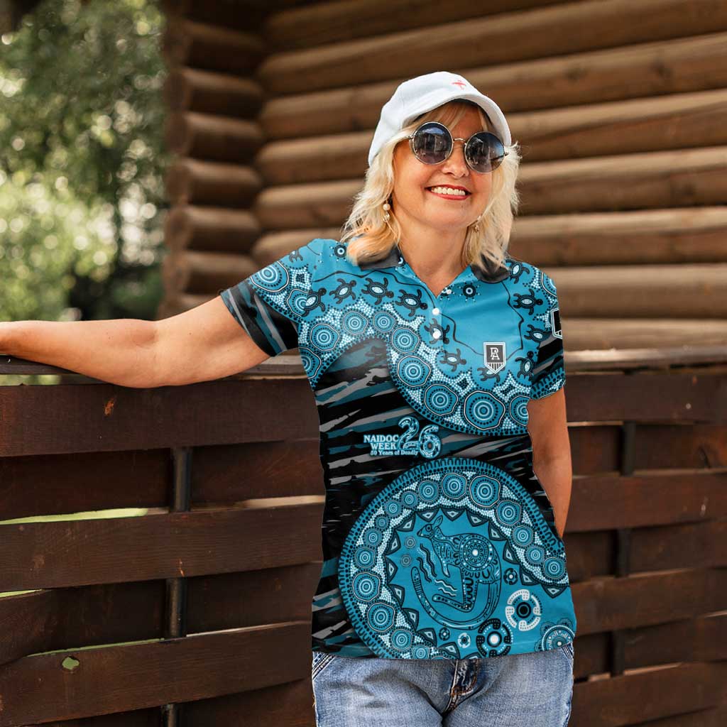 Port Adelaide NAIDOC Week 2026 Women Polo Shirt Australian Aboriginal Dot Art Dreamtime Pattern Style