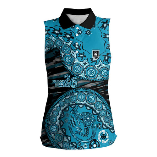 Port Adelaide NAIDOC Week 2026 Women Sleeveless Polo Shirt Australian Aboriginal Dot Art Dreamtime Pattern Style