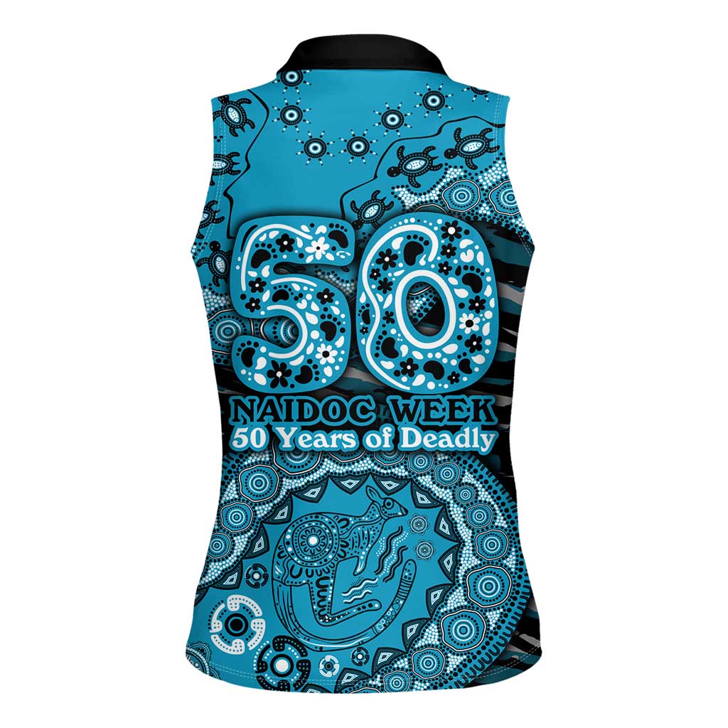 Port Adelaide NAIDOC Week 2026 Women Sleeveless Polo Shirt Australian Aboriginal Dot Art Dreamtime Pattern Style