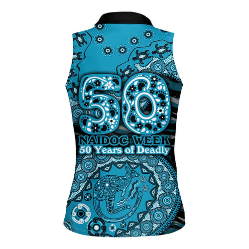 Port Adelaide NAIDOC Week 2026 Women Sleeveless Polo Shirt Australian Aboriginal Dot Art Dreamtime Pattern Style