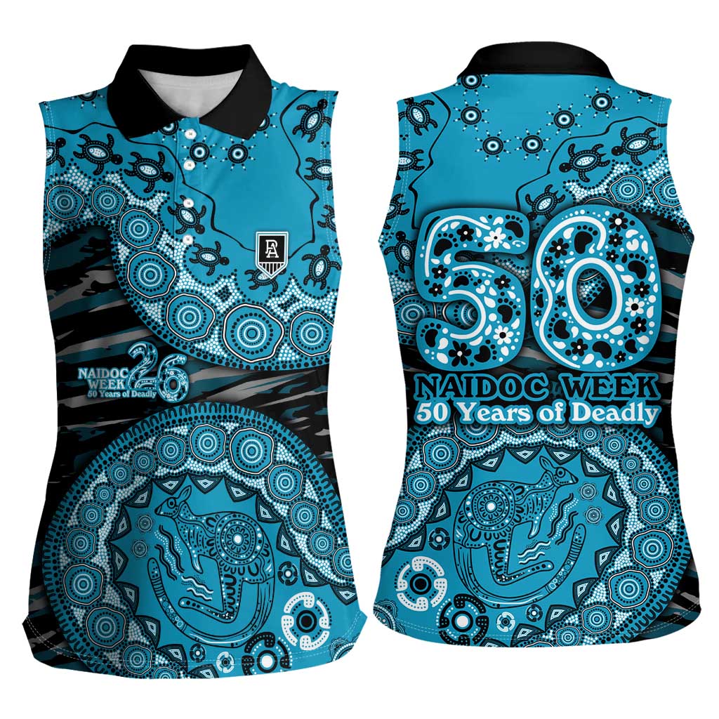 Port Adelaide NAIDOC Week 2026 Women Sleeveless Polo Shirt Australian Aboriginal Dot Art Dreamtime Pattern Style