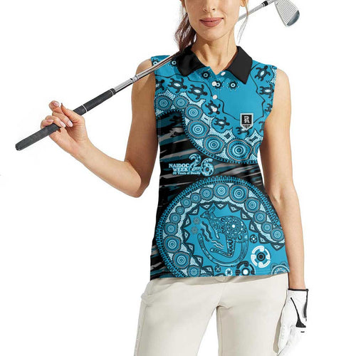 Port Adelaide NAIDOC Week 2026 Women Sleeveless Polo Shirt Australian Aboriginal Dot Art Dreamtime Pattern Style