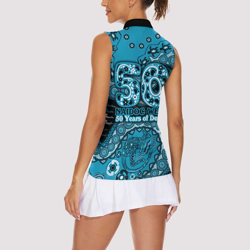 Port Adelaide NAIDOC Week 2026 Women Sleeveless Polo Shirt Australian Aboriginal Dot Art Dreamtime Pattern Style