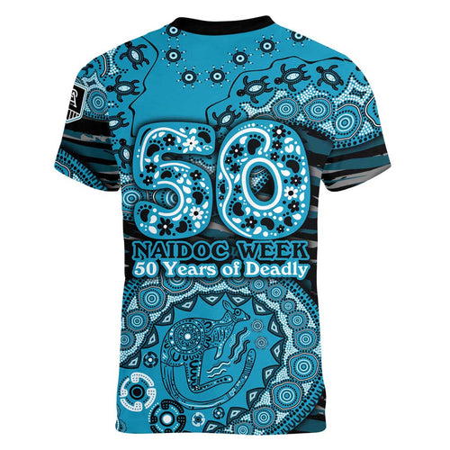 Port Adelaide NAIDOC Week 2026 Women V-Neck T-Shirt Australian Aboriginal Dot Art Dreamtime Pattern Style