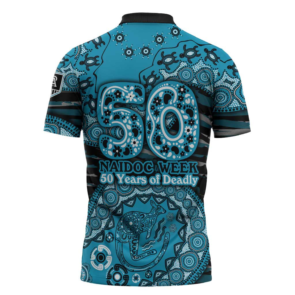 Port Adelaide NAIDOC Week 2026 Zipper Polo Shirt Australian Aboriginal Dot Art Dreamtime Pattern Style