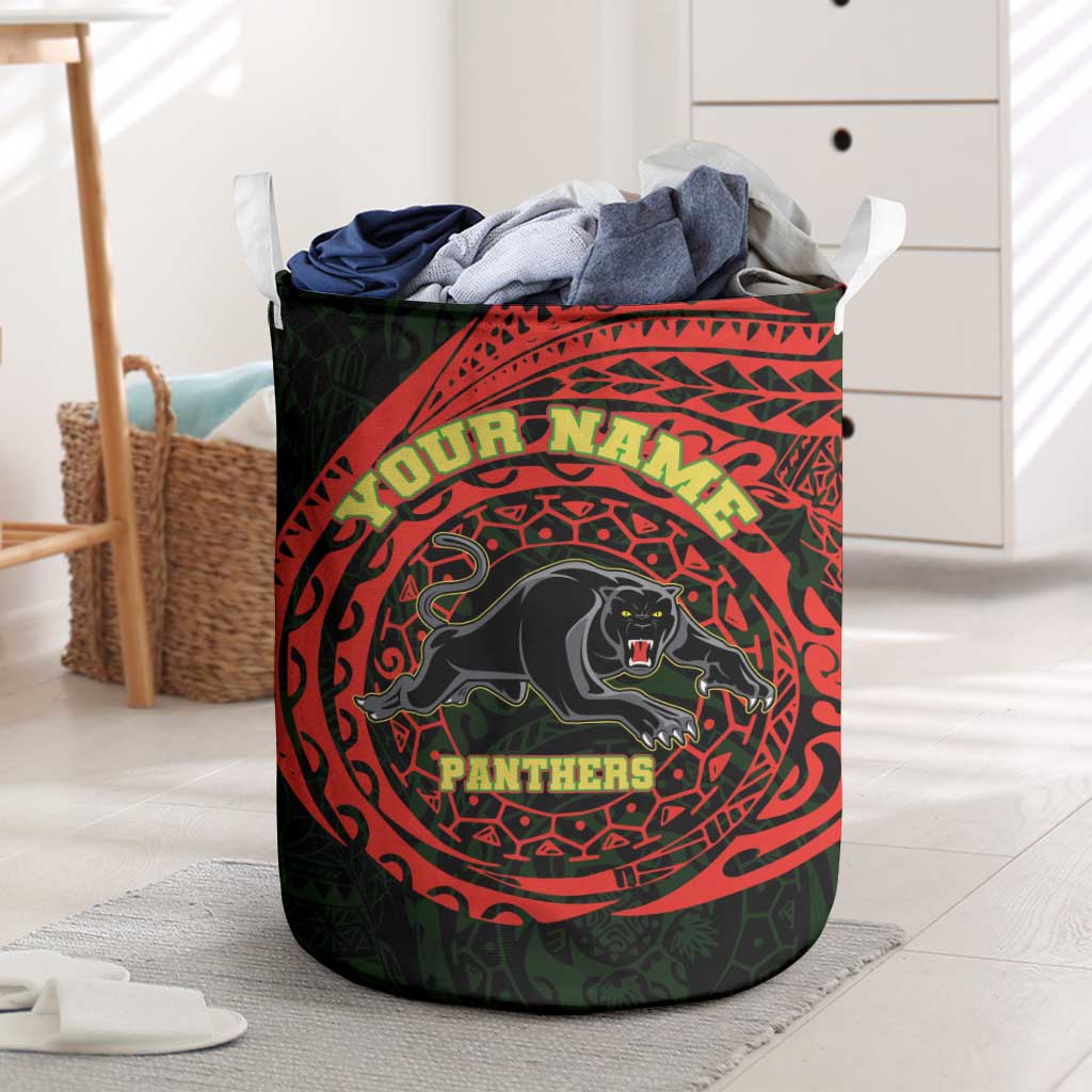 Personalized Penrith Panthers Laundry Basket Polynesian Tribal Chest and Sleeve Tattoo